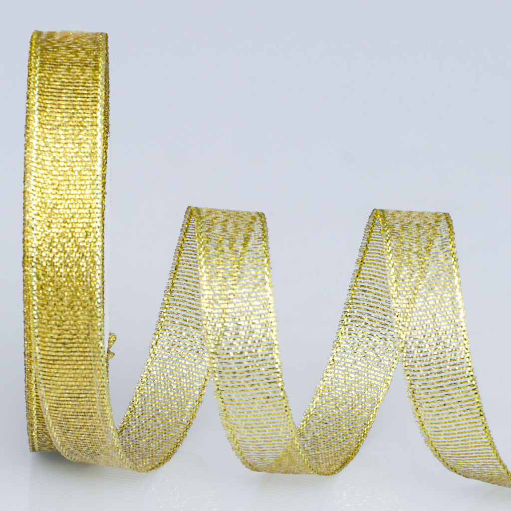 Horizontal striped gold-edged gold, silver, and scallion colored webbing, handmade DIY polyester fresh flower gift packaging ribbon, in stock, wholesale ribbon