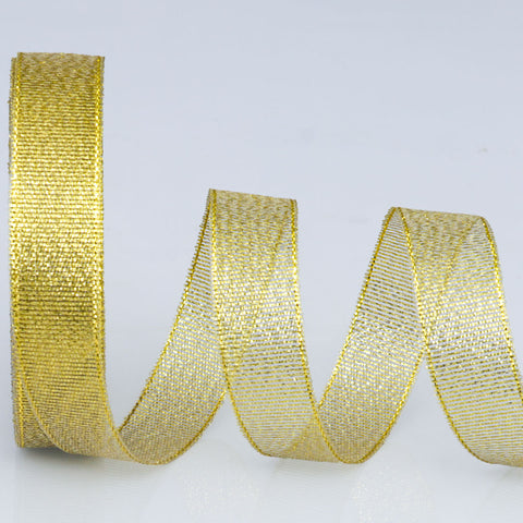 Horizontal striped gold-edged gold, silver, and scallion colored webbing, handmade DIY polyester fresh flower gift packaging ribbon, in stock, wholesale ribbon