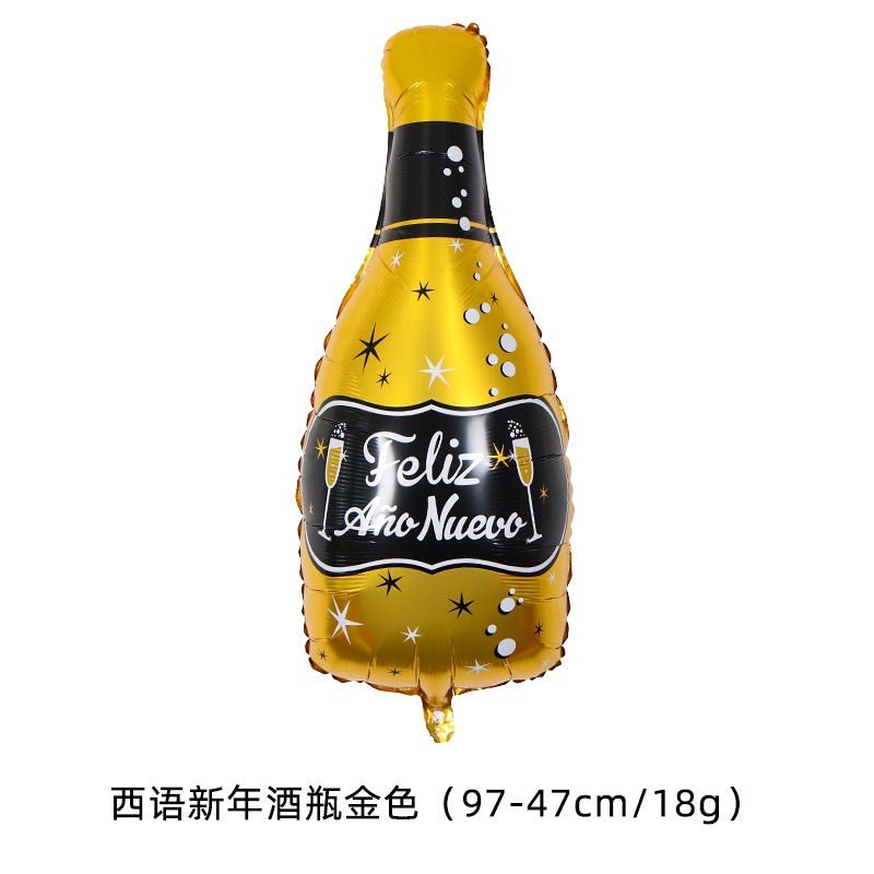Party decoration, aluminum film balloons, cross-border arrangement, New Year's wine bottle, wine glass, birthday wine bottle, wine glass balloon wholesale