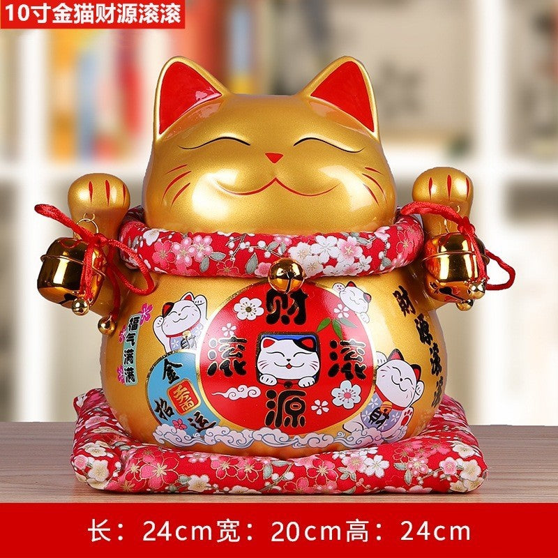 Lucky Cat Ceramic Home Ornament Creative Japanese-style Fortune Cat Small Pocket Store Opening Event Gift Wholesale