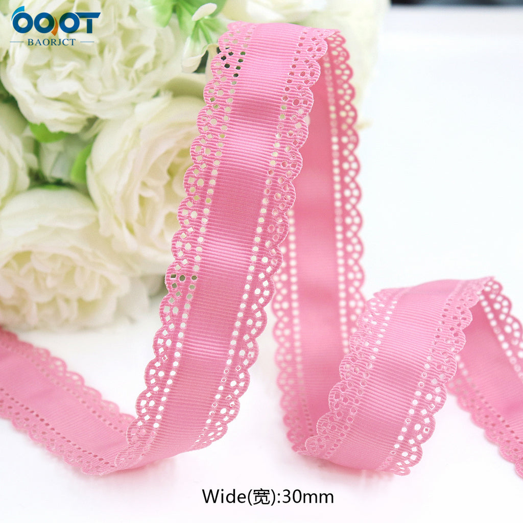 3cm Solid Color Lace Hollow Grosgrain Ribbon Eco-Friendly Durable Modern DIY Handmade Bow Headgear Hair Valentine's Day Wedding