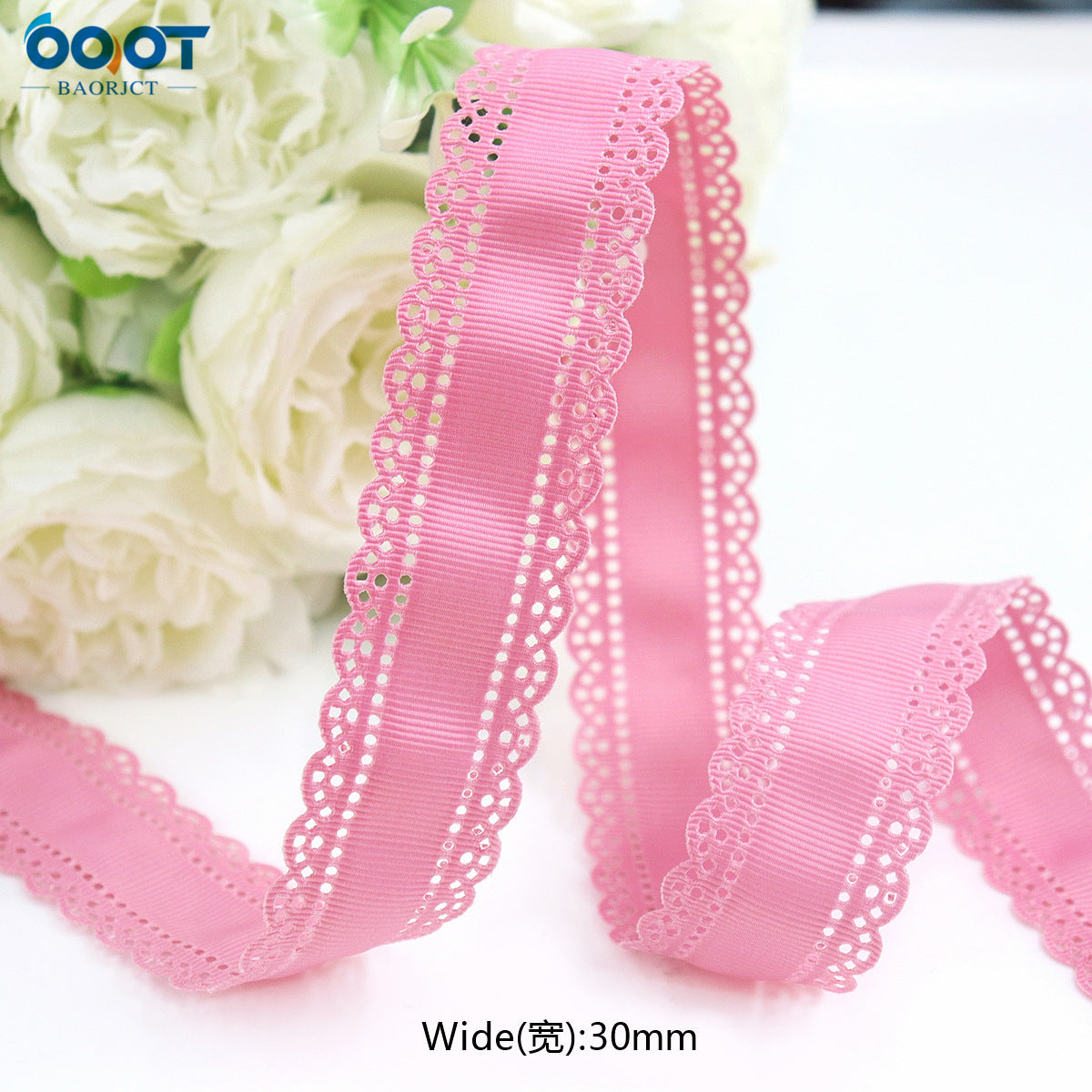 3cm Solid Color Lace Hollow Grosgrain Ribbon Eco-Friendly Durable Modern DIY Handmade Bow Headgear Hair Valentine's Day Wedding