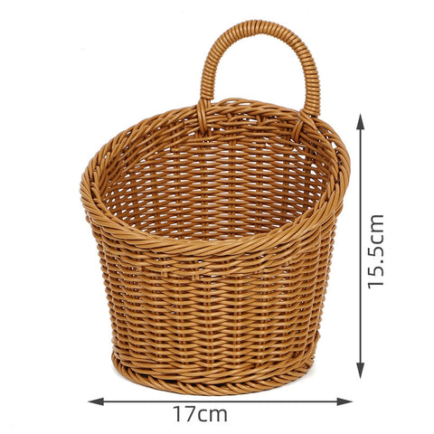 Japanese style rattan kitchen ginger and garlic storage basket kitchen utensils hanging basket indoor small items storage wall hanging basket portable small flower basket