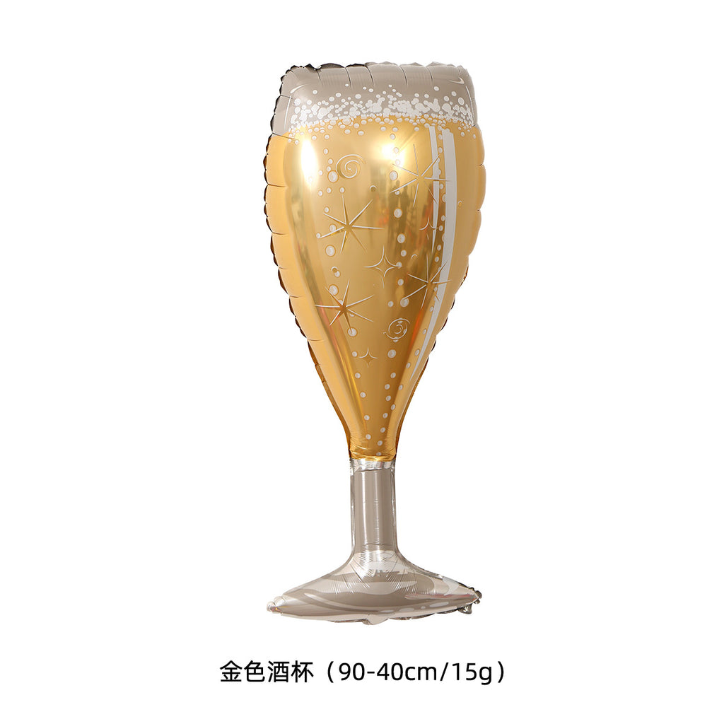 Party decoration, aluminum film balloons, cross-border arrangement, New Year's wine bottle, wine glass, birthday wine bottle, wine glass balloon wholesale