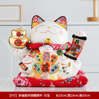 Lucky Cat Ceramic Home Ornament Creative Japanese-style Fortune Cat Small Pocket Store Opening Event Gift Wholesale