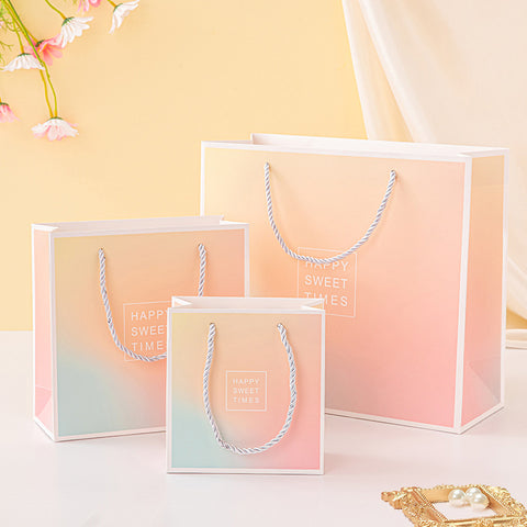 Gift bag, high-end retro color, tote bag, fashionable cross-border paper bag, gift bag, packaging bag can be printed with logo.