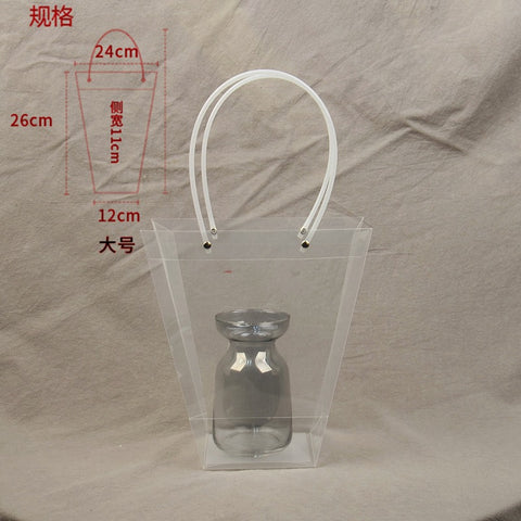 PVC Transparent Square Trapezoid Handle Packaging Bag Waterproof Plastic Storage for Festival Gifts Shrink Bag