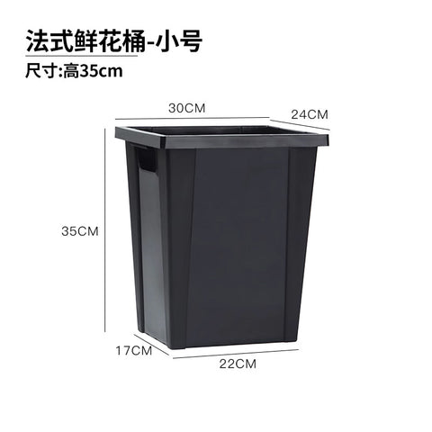 French bucket, plastic drop-resistant flower bucket, large waking flower bucket, liftable black bucket, flower shop ornament wholesale.
