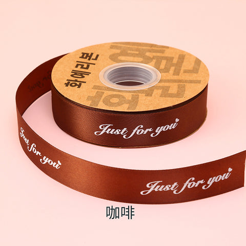 Flower companion shadow 2.5cm english only for you ribbon ribbon flower bouquet packaging silk ribbon cake gift box decorative ribbon