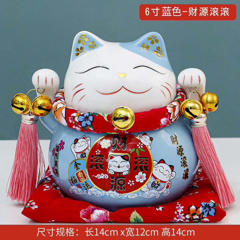 Lucky Cat Ceramic Home Ornament Creative Japanese-style Fortune Cat Small Pocket Store Opening Event Gift Wholesale
