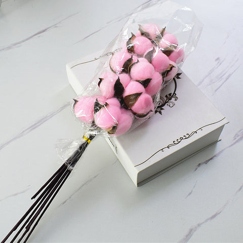 Simulation cotton head natural dried flower handmade retro country style flower arrangement wreath bouquet shooting props