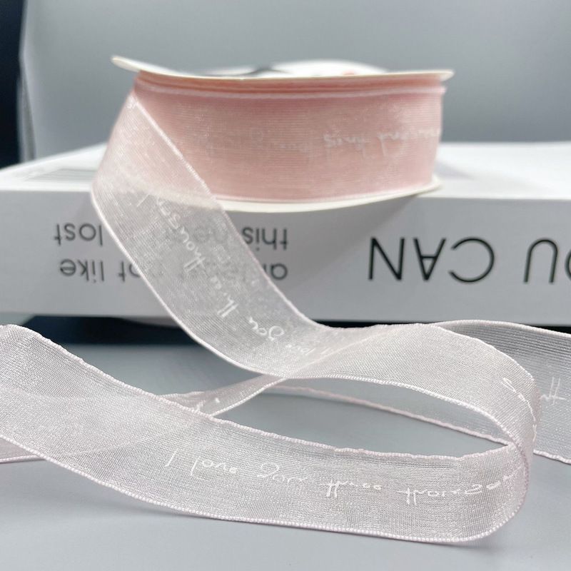 English alphabet transparent ribbon snow yarn belt chiffon webbing ribbon ribbon ribbon bouquet cake wrapping gift