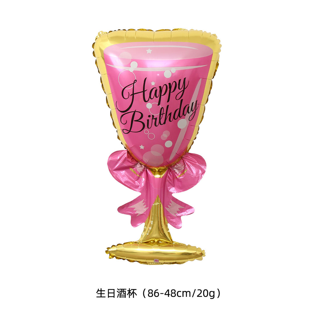 Party decoration, aluminum film balloons, cross-border arrangement, New Year's wine bottle, wine glass, birthday wine bottle, wine glass balloon wholesale