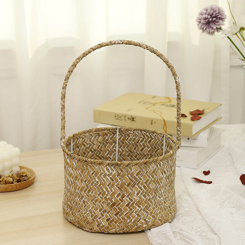 Nordic style seaweed woven basket wedding candy shop souvenir hand-held basket storage flower basket wedding must