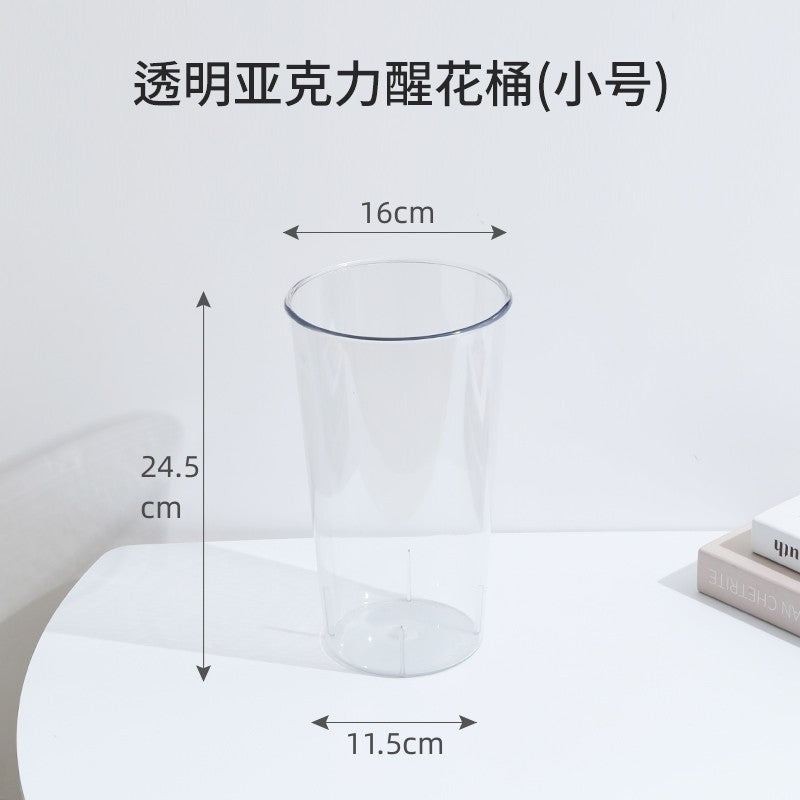 Round acrylic flower bucket household wake flower bucket flower shop special flower transparent bucket manufacturer plastic simple flower device