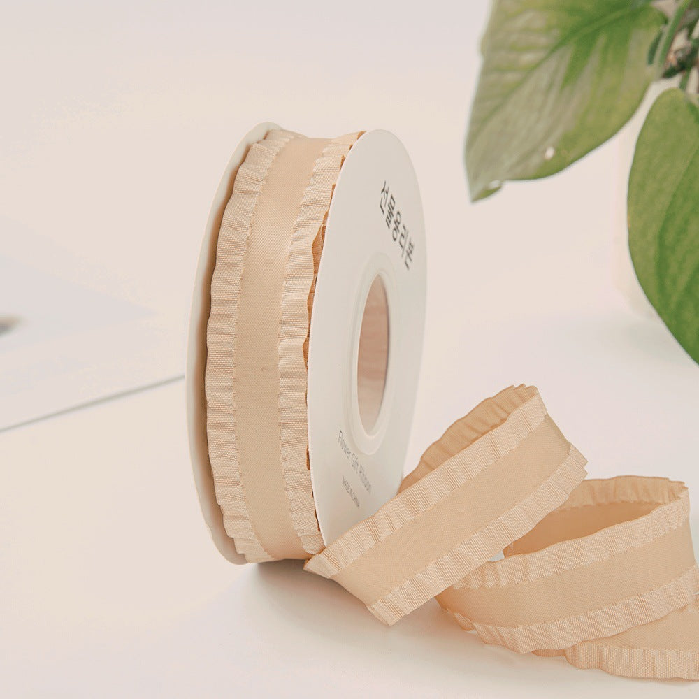 23mm Lychee Pattern Skirt Edge Satin Ribbon Handmade DIY Hair Accessory Bow Ruffle Ribbon Clothing Accessories