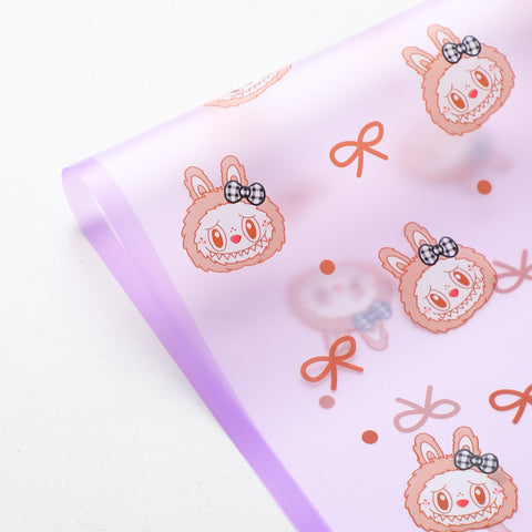 Labubu Magic Edge Heart Bow Korean Fresh Flower Bouquet Wrapping Paper Cartoon Doll Floral Materials Packaging