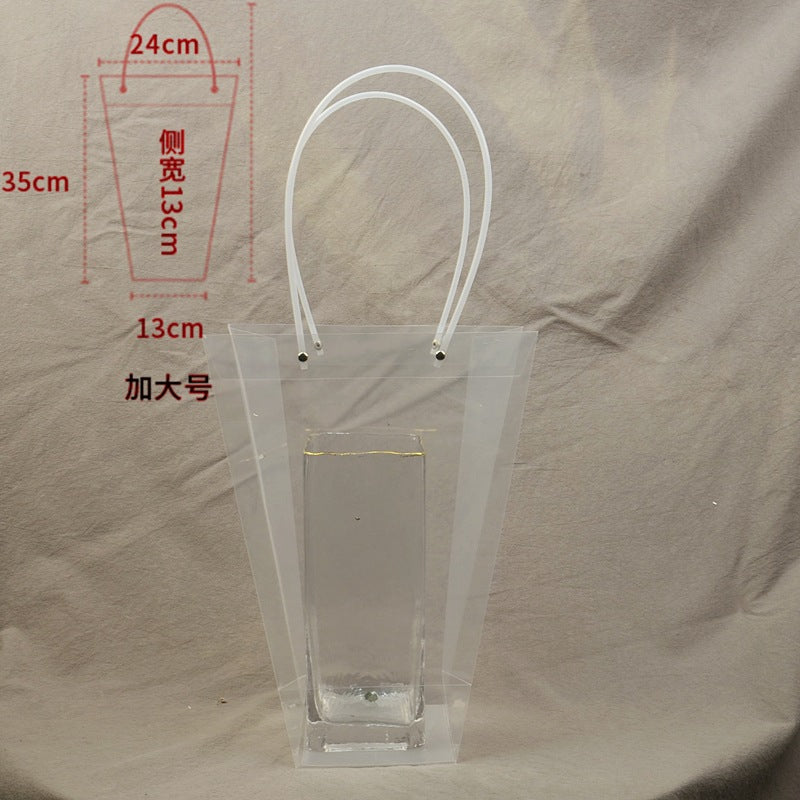 PVC Transparent Square Trapezoid Handle Packaging Bag Waterproof Plastic Storage for Festival Gifts Shrink Bag