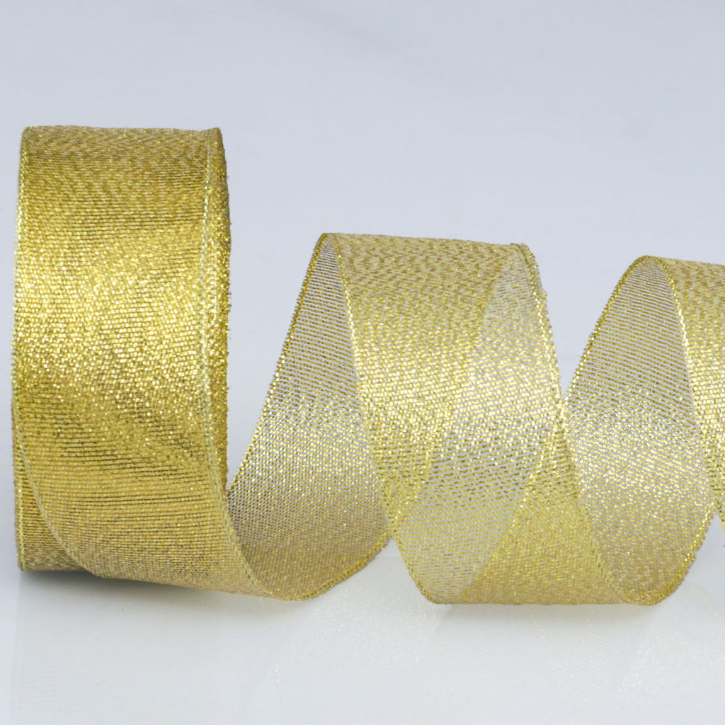 Horizontal striped gold-edged gold, silver, and scallion colored webbing, handmade DIY polyester fresh flower gift packaging ribbon, in stock, wholesale ribbon