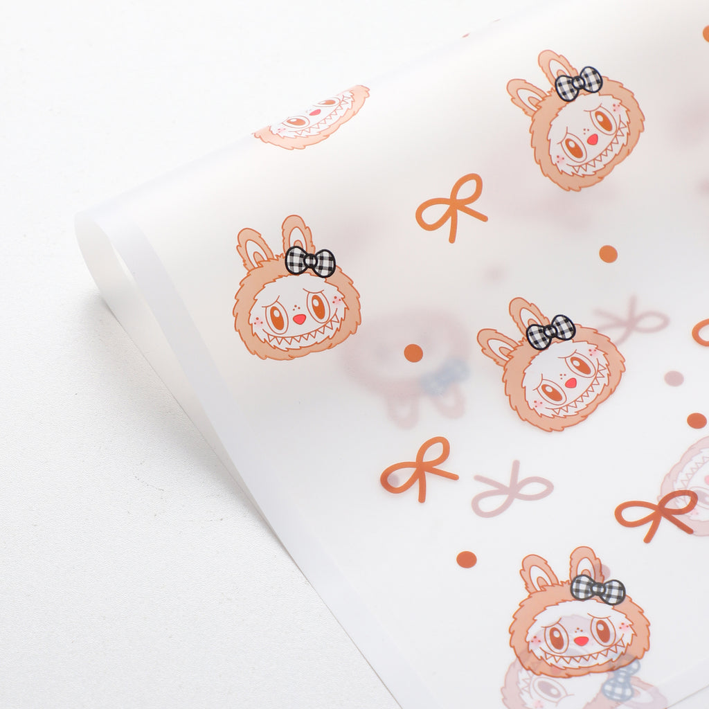 Labubu Magic Edge Heart Bow Korean Fresh Flower Bouquet Wrapping Paper Cartoon Doll Floral Materials Packaging