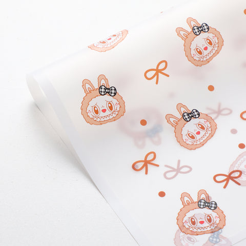 Labubu Magic Edge Heart Bow Korean Fresh Flower Bouquet Wrapping Paper Cartoon Doll Floral Materials Packaging
