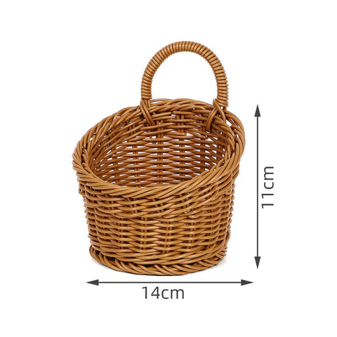 Japanese style rattan kitchen ginger and garlic storage basket kitchen utensils hanging basket indoor small items storage wall hanging basket portable small flower basket