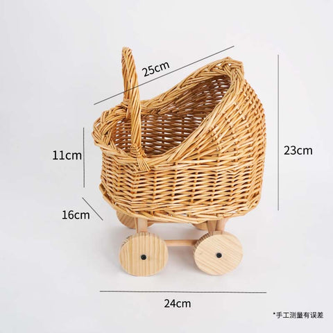 New rattan flower basket baby stroller flower basket flower arrangement flower decoration handmade DIY fruit basket materials