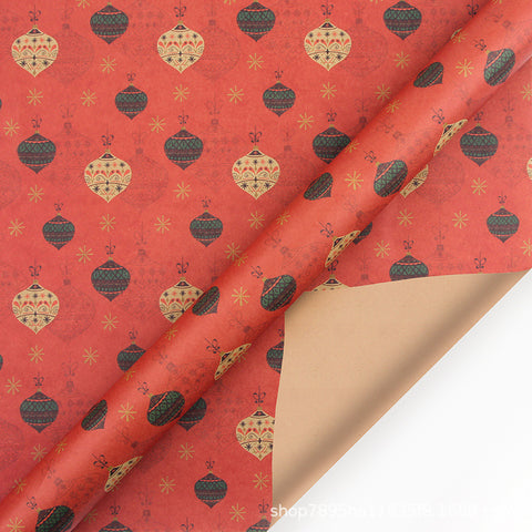 Amazon, new Christmas gift wrapping paper, retro yellow kraft paper gift box packaging DIY paper wholesale
