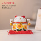 Lucky Cat Ceramic Home Ornament Creative Japanese-style Fortune Cat Small Pocket Store Opening Event Gift Wholesale