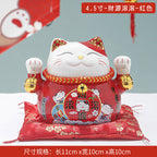 Lucky Cat Ceramic Home Ornament Creative Japanese-style Fortune Cat Small Pocket Store Opening Event Gift Wholesale