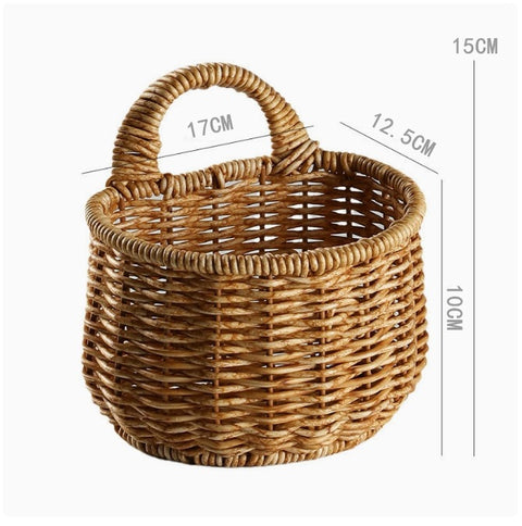 Japanese style rattan kitchen ginger and garlic storage basket kitchen utensils hanging basket indoor small items storage wall hanging basket portable small flower basket