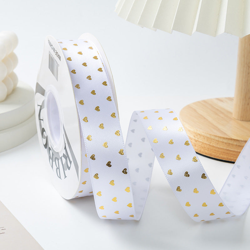 bronzing small love ribbon bow strap, gift box cake flower packaging ribbon handmade DIY ribbon
