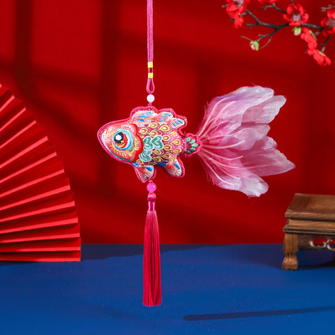 Guochao Dragon Boat Festival Goldfish Koi Sachet Pendant Embroidered Tassel Sachet Portable Pendant Purse Activity Small Gifts