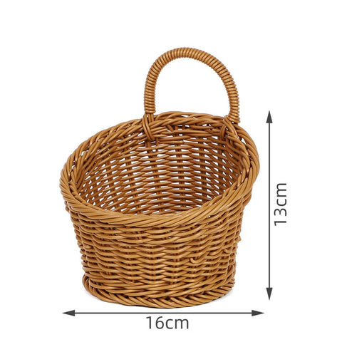 Japanese style rattan kitchen ginger and garlic storage basket kitchen utensils hanging basket indoor small items storage wall hanging basket portable small flower basket