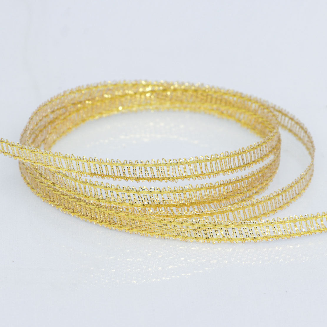 Horizontal striped gold-edged gold, silver, and scallion colored webbing, handmade DIY polyester fresh flower gift packaging ribbon, in stock, wholesale ribbon