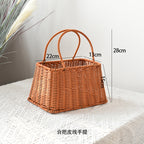 Modern Style Hand-Woven Rattan Wicker Shape Storage Basket Eco-Friendly Durable Lightweight Multifunctional Home Garden Plant