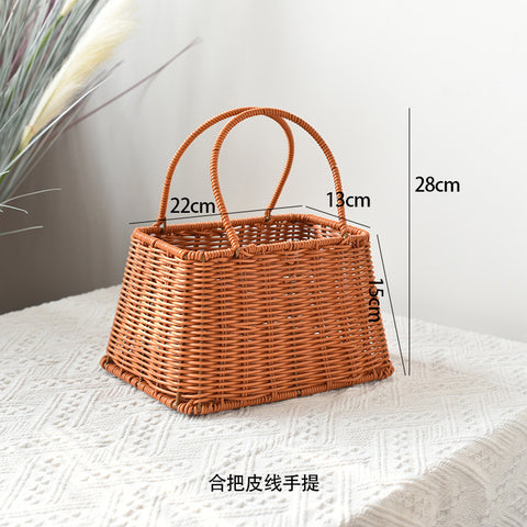 Modern Style Hand-Woven Rattan Wicker Shape Storage Basket Eco-Friendly Durable Lightweight Multifunctional Home Garden Plant