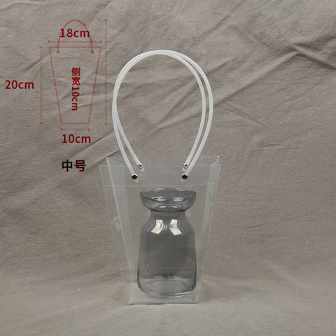PVC Transparent Square Trapezoid Handle Packaging Bag Waterproof Plastic Storage for Festival Gifts Shrink Bag