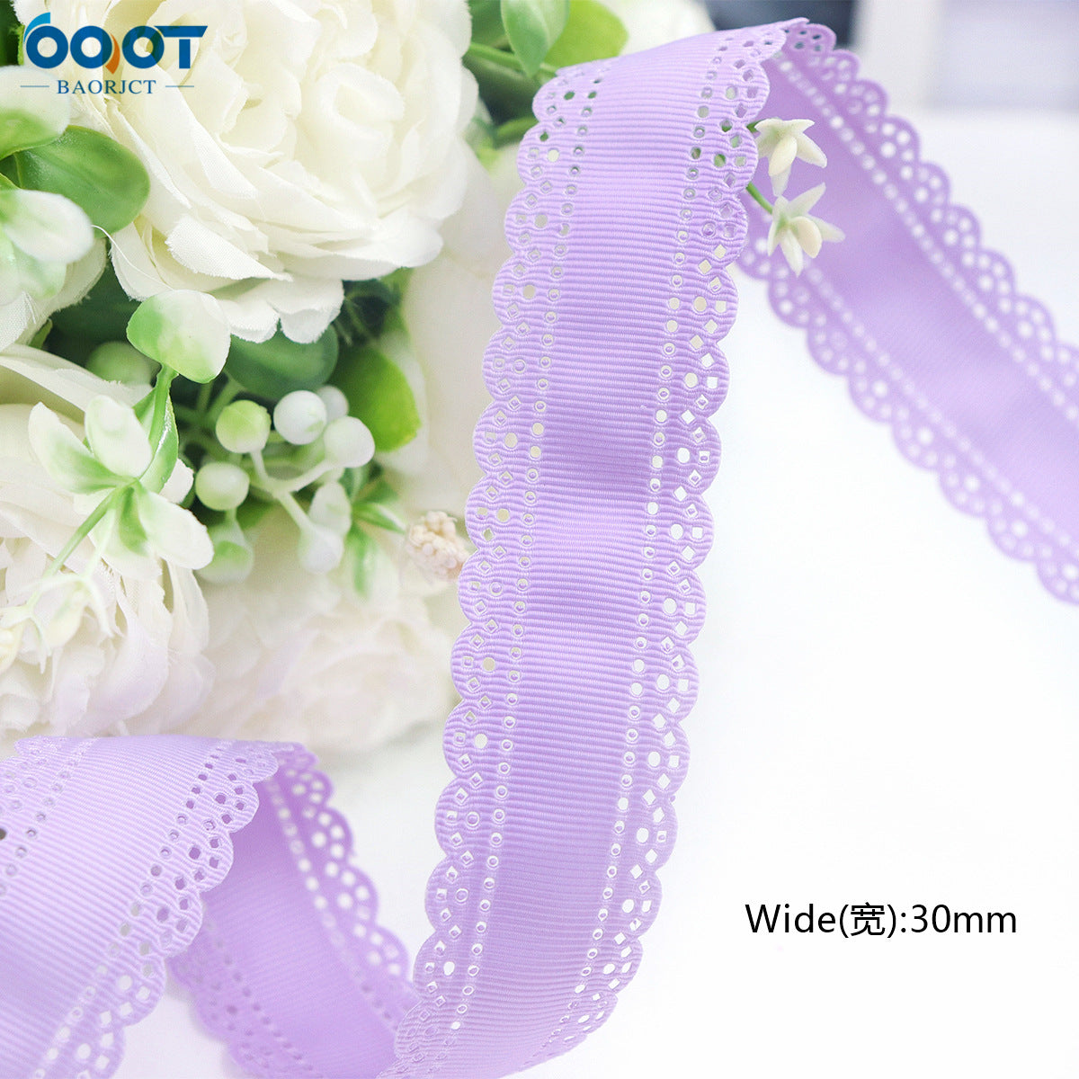 3cm Solid Color Lace Hollow Grosgrain Ribbon Eco-Friendly Durable Modern DIY Handmade Bow Headgear Hair Valentine's Day Wedding