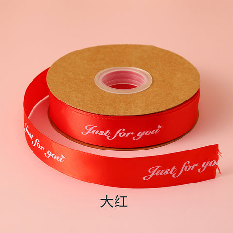Flower companion shadow 2.5cm english only for you ribbon ribbon flower bouquet packaging silk ribbon cake gift box decorative ribbon