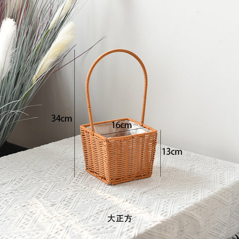 Modern Style Hand-Woven Rattan Wicker Shape Storage Basket Eco-Friendly Durable Lightweight Multifunctional Home Garden Plant