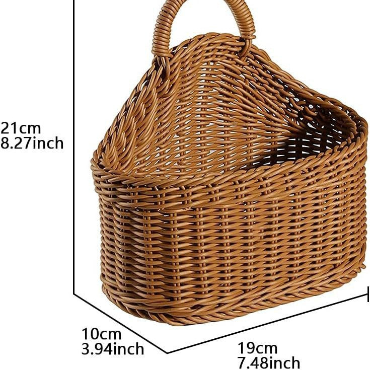 Japanese style rattan kitchen ginger and garlic storage basket kitchen utensils hanging basket indoor small items storage wall hanging basket portable small flower basket