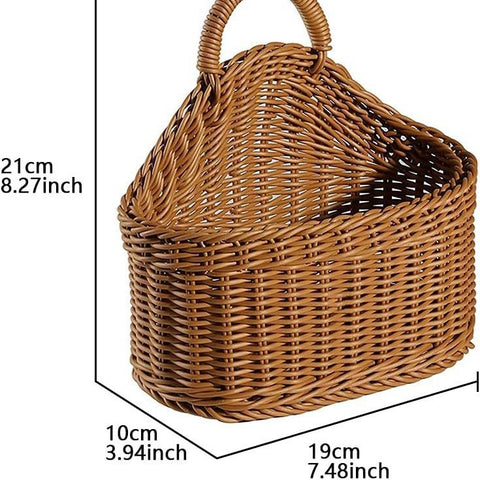 Japanese style rattan kitchen ginger and garlic storage basket kitchen utensils hanging basket indoor small items storage wall hanging basket portable small flower basket
