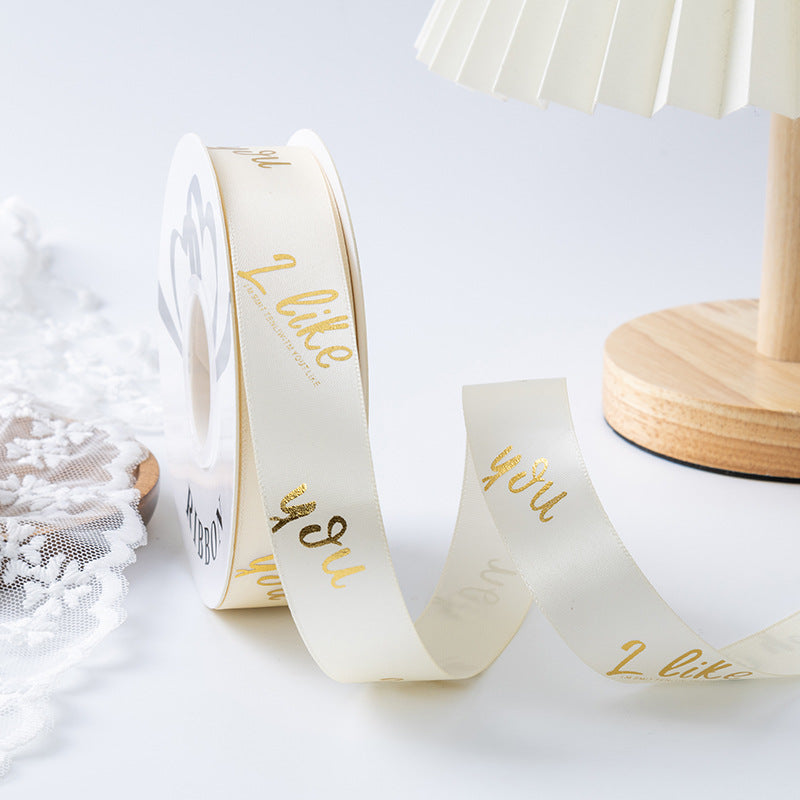 Valentine's Day bronzing polyester ribbon bow webbing florist material wholesale flower gift cake packaging ribbon