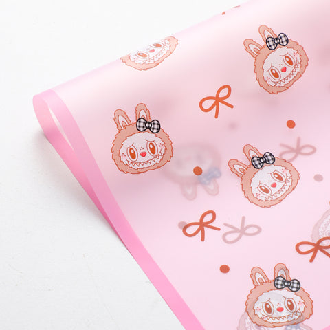 Labubu Magic Edge Heart Bow Korean Fresh Flower Bouquet Wrapping Paper Cartoon Doll Floral Materials Packaging