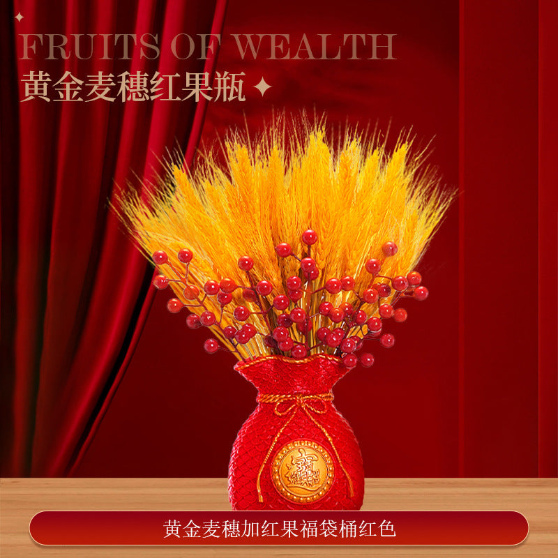 Year of the Horse Lucky Bucket Ornament 2026 Happy New Year Hug Bucket Lucky Fruit Red Fruit Living Room Decoration Spring Festival Atmosphere Decoration