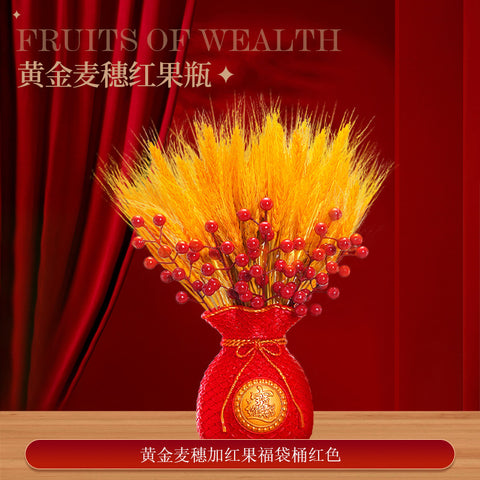 Year of the Horse Lucky Bucket Ornament 2026 Happy New Year Hug Bucket Lucky Fruit Red Fruit Living Room Decoration Spring Festival Atmosphere Decoration