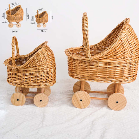 New rattan flower basket baby stroller flower basket flower arrangement flower decoration handmade DIY fruit basket materials