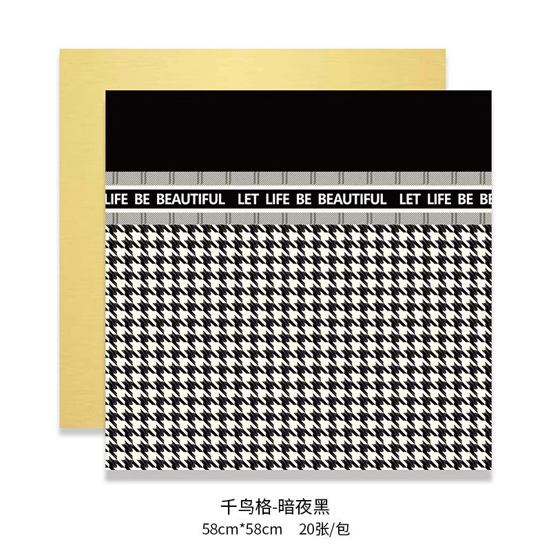 New Hera light luxury paper series flower wrapping paper red bouquet thousand bird grid thickened waterproof bag flower paper material
