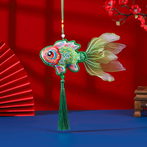 Guochao Dragon Boat Festival Goldfish Koi Sachet Pendant Embroidered Tassel Sachet Portable Pendant Purse Activity Small Gifts